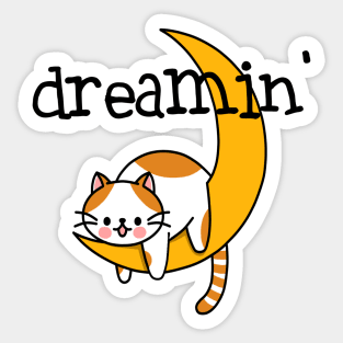 Dreaming cat with moon Sticker